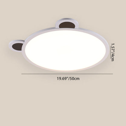 Modern Minimalist Cartoon Kids Round Half Circle Bear Aluminum Acrylic LED Flush Mount Ceiling Light For Bedroom