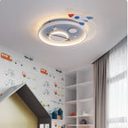 Lumendat Contemporary Creative Cartoon Kids Rocket Planet Stars Round Iron Acrylic LED Flush Mount Ceiling Light For Bedroom Lumendat