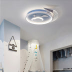 Lumendat Contemporary Creative Cartoon Kids Rocket Planet Stars Round Iron Acrylic LED Flush Mount Ceiling Light For Bedroom Lumendat