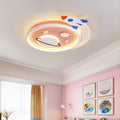 Lumendat Contemporary Creative Cartoon Kids Rocket Planet Stars Round Iron Acrylic LED Flush Mount Ceiling Light For Bedroom Lumendat
