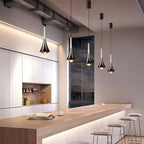 Modern Minimalist Flared Ball Liftable Aluminum Glass LED Pendant Light for Bedroom BulbSquare