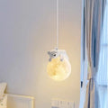 Modern Minimalist Cartoon Kids Moon Cute Animal Bear Rabbit Dog Elephant Sheep Resin Metal Pe 1-light Pendant Light for Bedroom Lumendat