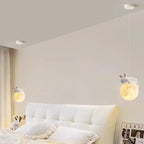Modern Minimalist Cartoon Kids Moon Cute Animal Bear Rabbit Dog Elephant Sheep Resin Metal Pe 1-light Pendant Light for Bedroom Lumendat