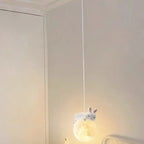 Modern Minimalist Cartoon Kids Moon Cute Animal Bear Rabbit Dog Elephant Sheep Resin Metal Pe 1-light Pendant Light for Bedroom Lumendat