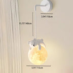 Modern Minimalist Cartoon Moon Cute Animal Bear Rabbit Dog Elephant Sheep Kids Resin Hardware PE 1-Light Wall Sconce Lamp For Bedroom