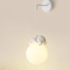 Modern Minimalist Cartoon Moon Cute Animal Bear Rabbit Dog Elephant Sheep Kids Resin Hardware PE 1-Light Wall Sconce Lamp For Bedroom