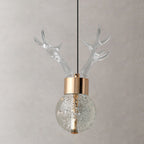 Contemporary Scandinavian Antler Starlight Sphere Cylinder Crystal Aluminum Iron Acrylic LED Pendant Light for Bedroom