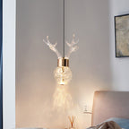 Contemporary Scandinavian Antler Starlight Sphere Cylinder Crystal Aluminum Iron Acrylic LED Pendant Light for Bedroom