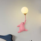 Contemporary Scandinavian Cartoon Kids Bear Balloon Resin PVC 1-Light Wall Sconce Lamp For Bedroom