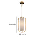 Modern Luxury Rectangular Bar Marble Copper 1-Light Pendant Light For Bedroom
