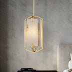 Modern Luxury Rectangular Bar Marble Copper 1-Light Pendant Light For Bedroom