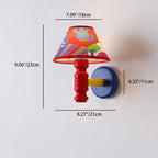 Lumendat Contemporary Scandinavian Art Cartoon Kids Painting Round Table Cylinder Iron Fabric Wood 1-Light Wall Sconce Lamp For Bedroom Lumendat