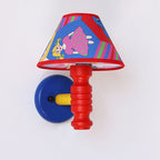 Lumendat Contemporary Scandinavian Art Cartoon Kids Painting Round Table Cylinder Iron Fabric Wood 1-Light Wall Sconce Lamp For Bedroom Lumendat