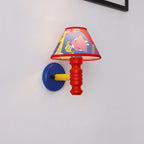 Lumendat Contemporary Scandinavian Art Cartoon Kids Painting Round Table Cylinder Iron Fabric Wood 1-Light Wall Sconce Lamp For Bedroom Lumendat