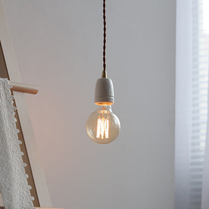 Traditional Japanese Art Oval Arrow Mini Ceramic 1-Light Pendant Light For Bedroom