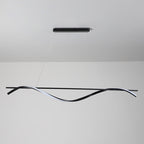 Modern Minimalist Long Rectangle Wave Iron Acrylic LED Pendant Light Island Light for Dining Room