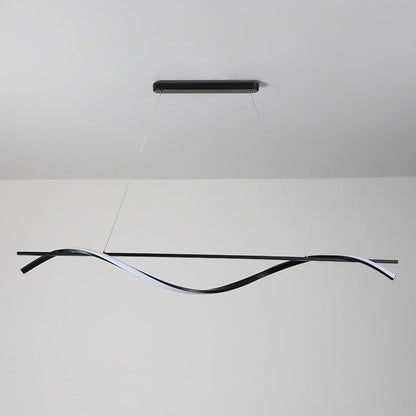 Modern Minimalist Long Rectangle Wave Iron Acrylic LED Pendant Light Island Light for Dining Room