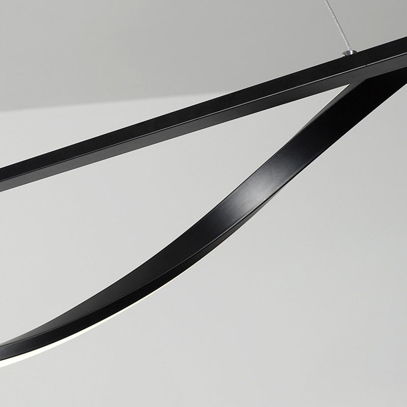 Modern Minimalist Long Rectangle Wave Iron Acrylic LED Pendant Light Island Light for Dining Room