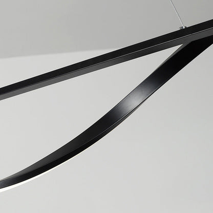 Modern Minimalist Long Rectangle Wave Iron Acrylic LED Pendant Light Island Light for Dining Room