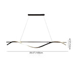 Modern Minimalist Long Rectangle Wave Iron Acrylic LED Pendant Light Island Light for Dining Room