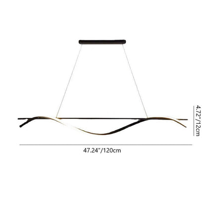 Modern Minimalist Long Rectangle Wave Iron Acrylic LED Pendant Light Island Light for Dining Room