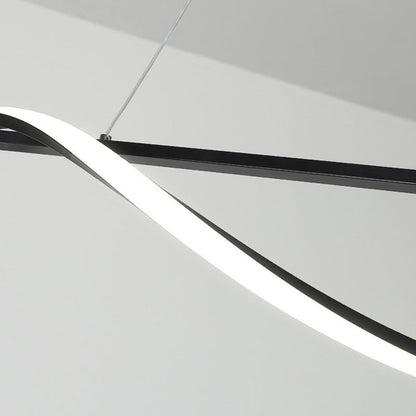 Modern Minimalist Long Rectangle Wave Iron Acrylic LED Pendant Light Island Light for Dining Room