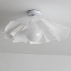 Modern Minimalist Romantic Flower Petal Disc Base Iron Acrylic 1-Light Semi-Flush Mount Ceiling Light For Bedroom