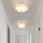 Modern Minimalist Romantic Flower Petal Disc Base Iron Acrylic 1-Light Semi-Flush Mount Ceiling Light For Bedroom