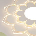 Contemporary Scandinavian Round Flower Multi-Layer Petal Iron Acrylic LED Flush Mount Ceiling Light For Living Room