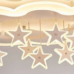 Contemporary Scandinavian Warm Kids Clouds Stars Iron Acrylic LED Flush Mount Ceiling Light for Bedroom