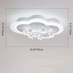 Contemporary Scandinavian Warm Kids Clouds Stars Iron Acrylic LED Flush Mount Ceiling Light for Bedroom