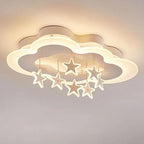 Contemporary Scandinavian Warm Kids Clouds Stars Iron Acrylic LED Flush Mount Ceiling Light for Bedroom