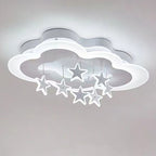 Contemporary Scandinavian Warm Kids Clouds Stars Iron Acrylic LED Flush Mount Ceiling Light for Bedroom