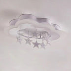 Contemporary Scandinavian Warm Kids Clouds Stars Iron Acrylic LED Flush Mount Ceiling Light for Bedroom