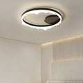Contemporary Scandinavian Round Circle Cream Iron Aluminum Acrylic LED Semi-Flush Mount Ceiling Light For Bedroom