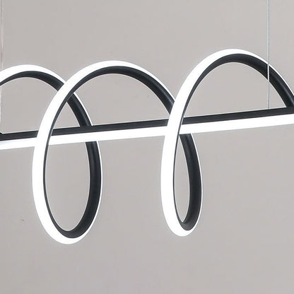 Modern Minimalist Long Spiral Rectangle Base Iron Aluminum Acrylic LED Pendant Light Island Light for Dining Room