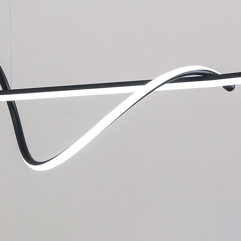 Modern Minimalist Long Spiral Rectangle Base Iron Aluminum Acrylic LED Pendant Light Island Light for Dining Room