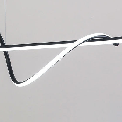 Modern Minimalist Long Spiral Rectangle Base Iron Aluminum Acrylic LED Pendant Light Island Light for Dining Room