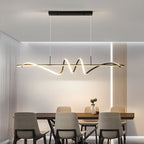 Modern Minimalist Long Spiral Rectangle Base Iron Aluminum Acrylic LED Pendant Light Island Light for Dining Room BulbSquare