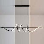 Modern Minimalist Long Spiral Rectangle Base Iron Aluminum Acrylic LED Pendant Light Island Light for Dining Room BulbSquare