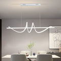 Modern Minimalist Long Spiral Rectangle Base Iron Aluminum Acrylic LED Pendant Light Island Light for Dining Room BulbSquare