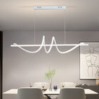 Modern Minimalist Long Spiral Rectangle Base Iron Aluminum Acrylic LED Pendant Light Island Light for Dining Room BulbSquare