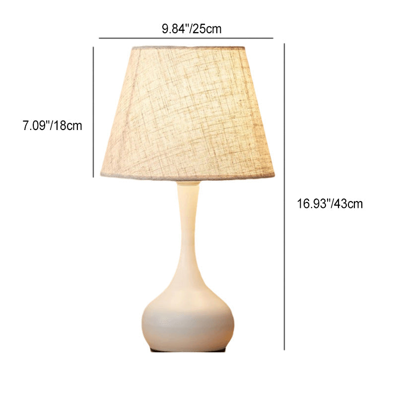 Contemporary Scandinavian Round Table Cylinder Teardrop Base Iron Fabric 1-Light Table Lamp For Bedroom Lumendat