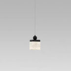 Modern Luxury Cylinder Square Sphere Textured Stainless Steel Resin LED Pendant Light For Bedroom
