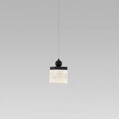 Modern Luxury Cylinder Square Sphere Textured Stainless Steel Resin LED Pendant Light For Bedroom