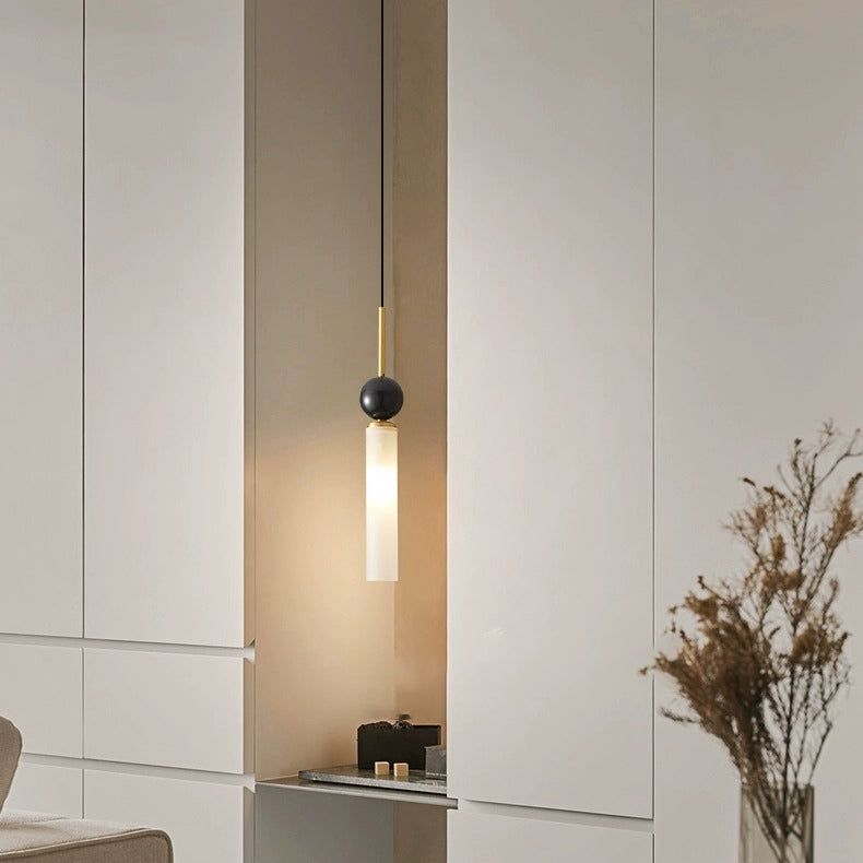 Contemporary Scandinavian Cylinder Spherical Disc Copper Marble Acrylic 1/2 Light Pendant Light for Bedroom