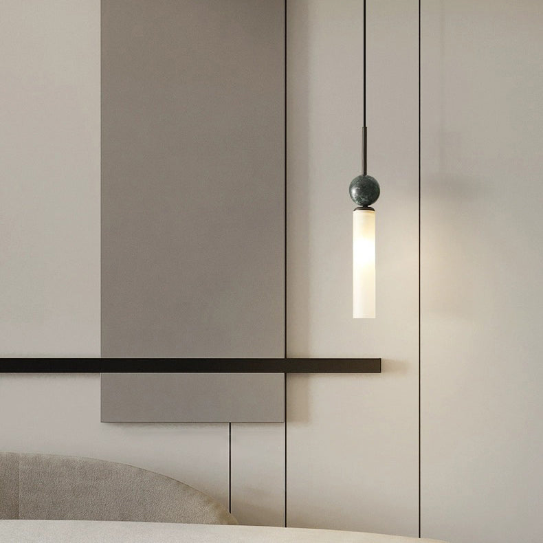 Contemporary Scandinavian Cylinder Spherical Disc Copper Marble Acrylic 1/2 Light Pendant Light for Bedroom