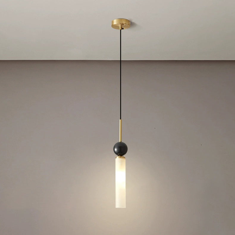 Contemporary Scandinavian Cylinder Spherical Disc Copper Marble Acrylic 1/2 Light Pendant Light for Bedroom