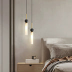 Contemporary Scandinavian Cylinder Spherical Disc Copper Marble Acrylic 1/2 Light Pendant Light for Bedroom BulbSquare