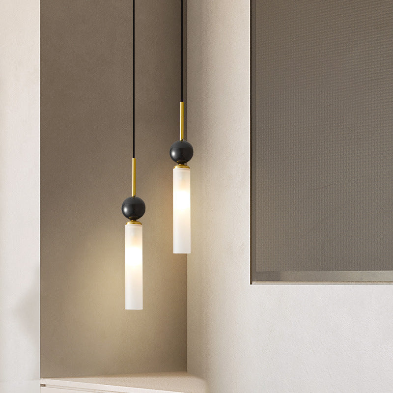 Contemporary Scandinavian Cylinder Spherical Disc Copper Marble Acrylic 1/2 Light Pendant Light for Bedroom